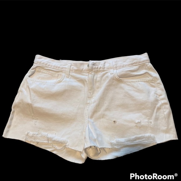 LβAGENCE white distressed ripped high rise jeans shorts size: 30 - Picture 1 of 9